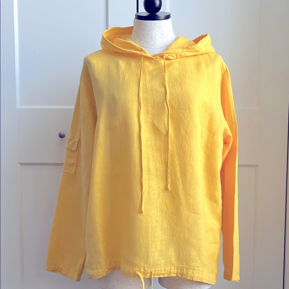 VINTAGE LINEN HOODY TOP WITH A HOOD